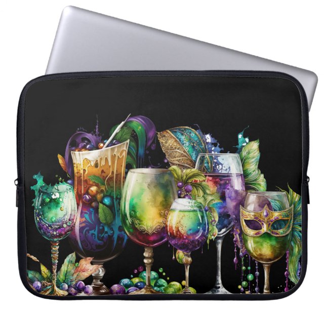 KORT FÄRGAD FESTIVE MARDI GRAS BEVERAGAGAGAGES LAPTOP FODRAL (Framsidan)