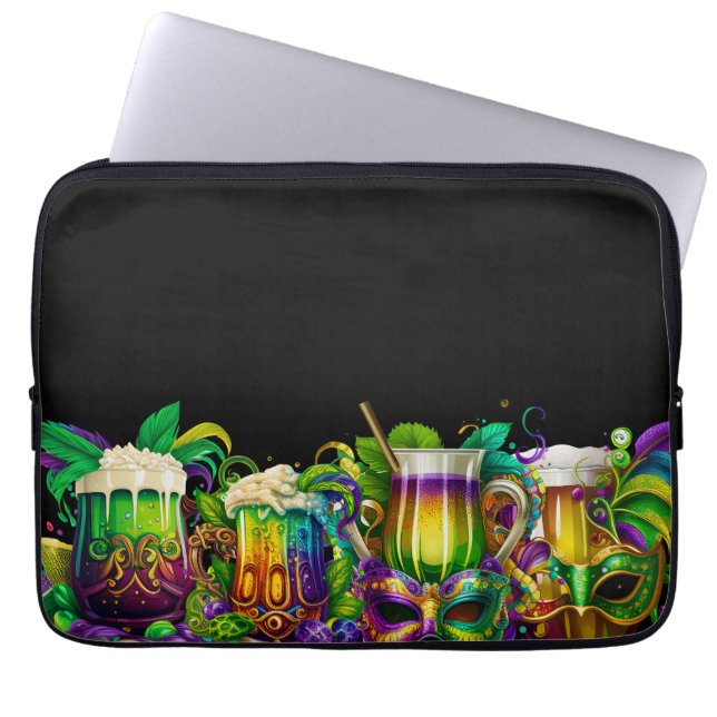 KORT FÄRGAD FESTIVE MARDI GRAS BEVERAGAGAGAGES LAPTOP FODRAL (Framsidan)