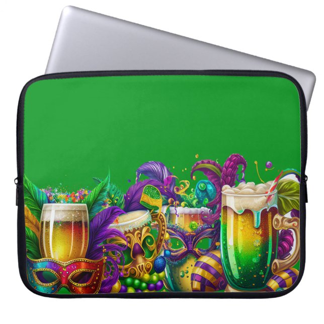 KORT FÄRGAD FESTIVE MARDI GRAS BEVERAGAGAGAGES LAPTOP FODRAL (Framsidan)