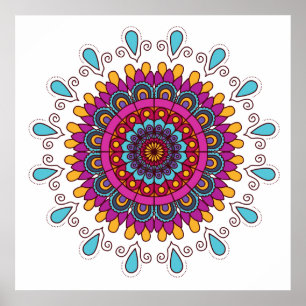 Kort Färgad Mandala Poster