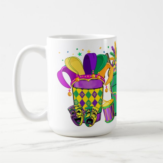 KORT FÄRGAD MARDI GRAS BEVERAGAGAGAGES KAFFEMUGG (Vänster)
