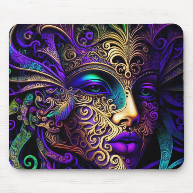 KORT FÄRGAD MARDI GRAS MASKS MUSMATTA (Framsidan)