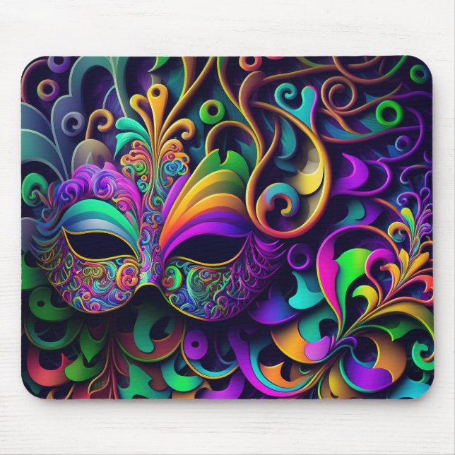 KORT FÄRGAD MARDI GRAS MASKS MUSMATTA (Framsidan)