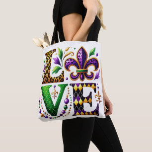 KORT FÄRGAD MARDI GRAS THEMED KÄRLEK TYGKASSE