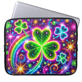 KORT FÄRGAD NEON LOOK IRISH SHAMROCKS LAPTOP FODRAL