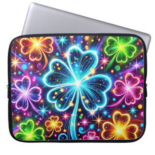 KORT FÄRGAD NEON LOOK IRISH SHAMROCKS LAPTOP FODRAL
