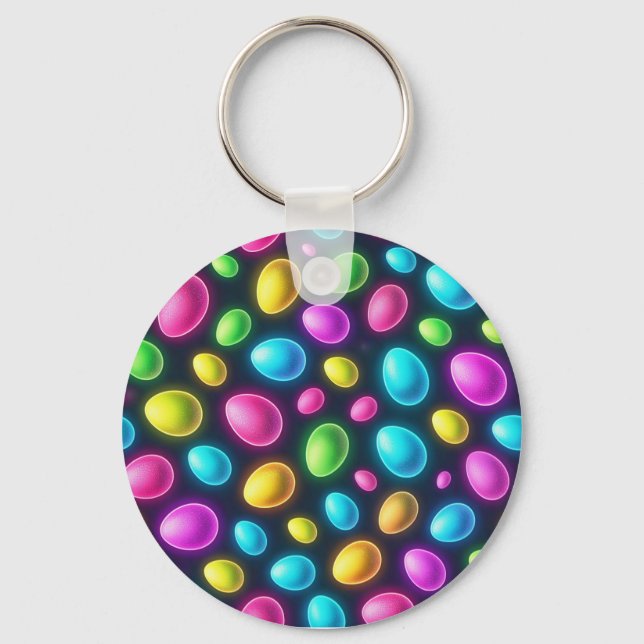Kort färgad/neon Påskägg/Vår Nyckelring (Framsida)