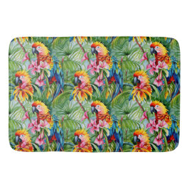Kort Färgad Parrots och Tropical Flowers Badrumsmatta