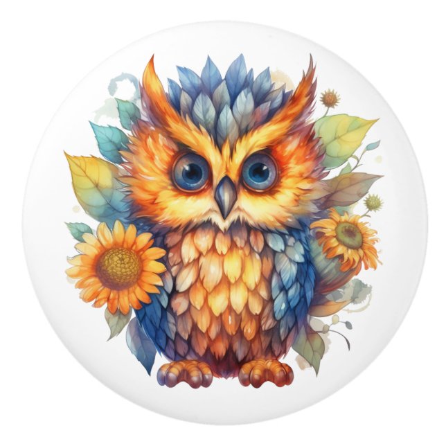 Kort Färgad Uggla Dörr. Knopp (Framsidan)