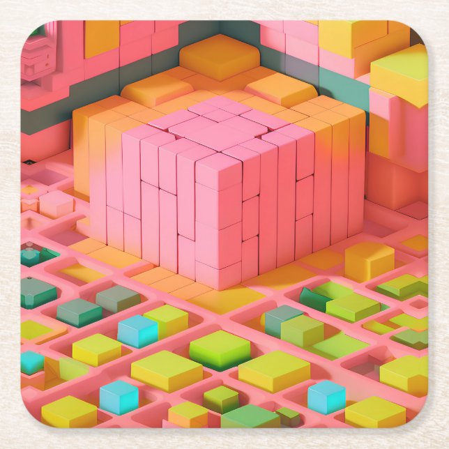 Kort Färgad Underlägg Papper Kvadrat (Framsidan)