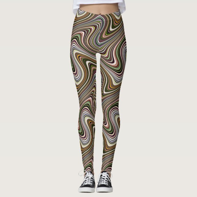 Kort Färgad, unik Coola Mönster Leggings (Framsida)