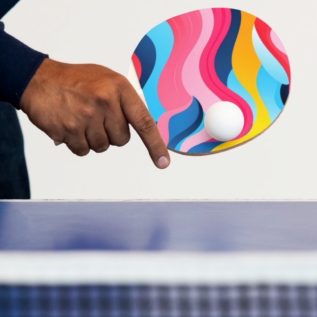Kort färgad vågigt linjer bakgrund pingisracket (Insitu)