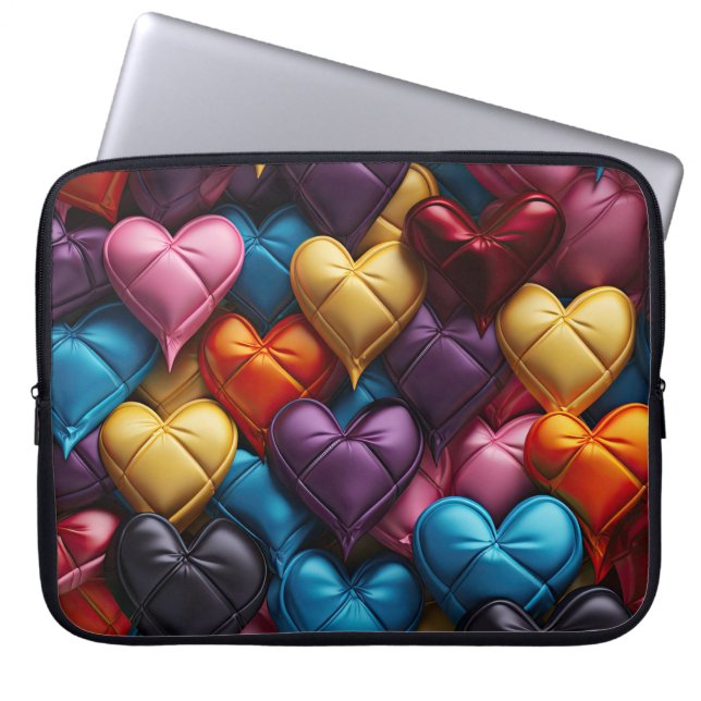 KORT FÄRGAD VALENTINE KÄRLEK HEARTS LAPTOP FODRAL (Framsidan)