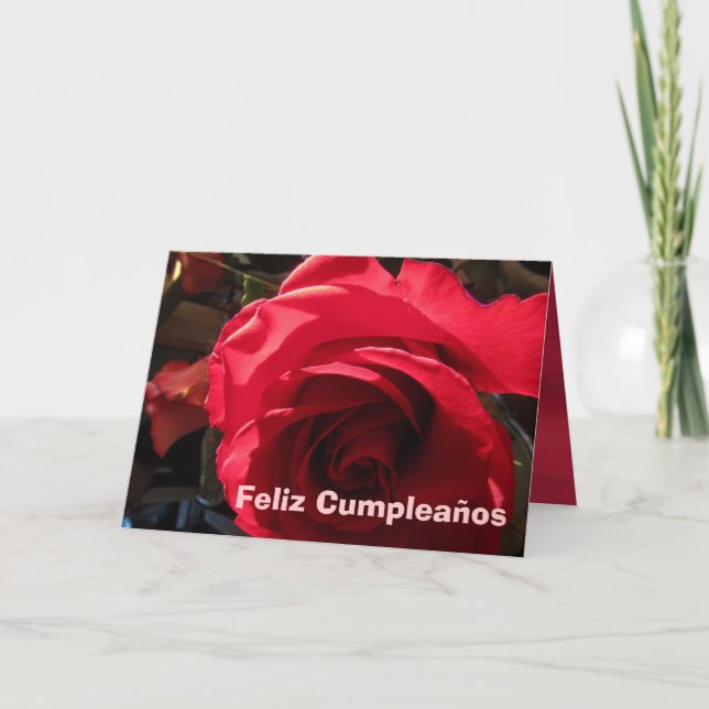 Kort - Feliz Cumpleaños - Rosa Roja (Framsida)