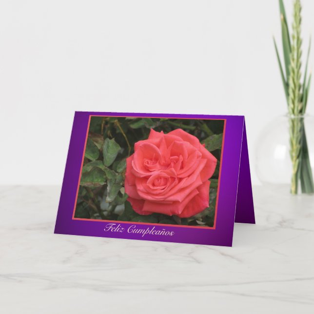 Kort - Feliz Cumpleaños - Rosa rosa (Framsida)