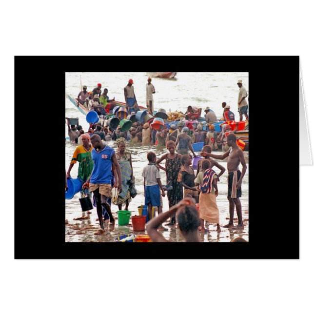 Kort "folkmassaköpandefisk från fiskare ", (Framsidan Horizontal)