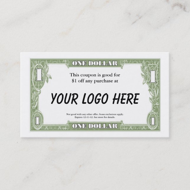 Kort för $1 kupong (Framsida)