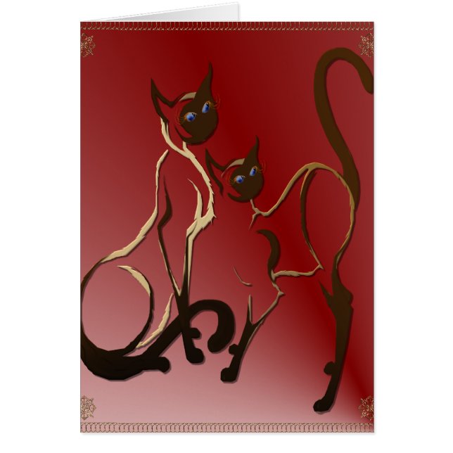 Kort för 2 Siamese kattungar (Framsidan)
