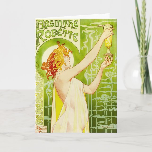 Kort för Alphonse Mucha AbsintheRobette hälsning (Framsida)
