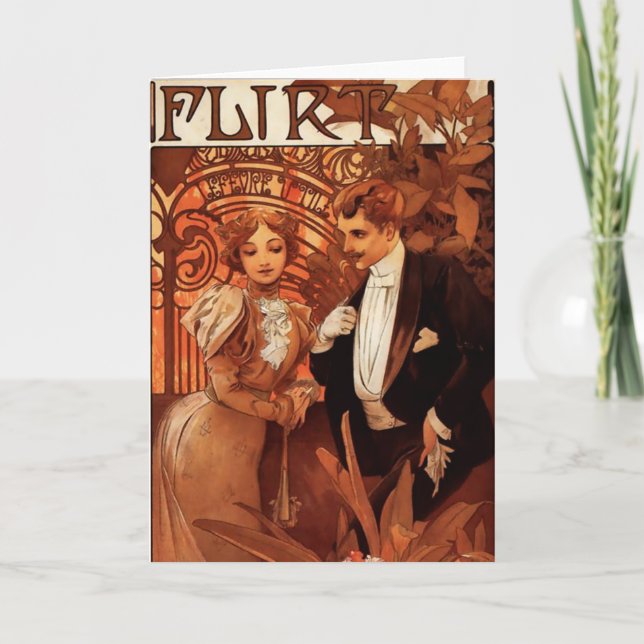 Kort för Alphonse Mucha flörthälsning (Framsida)