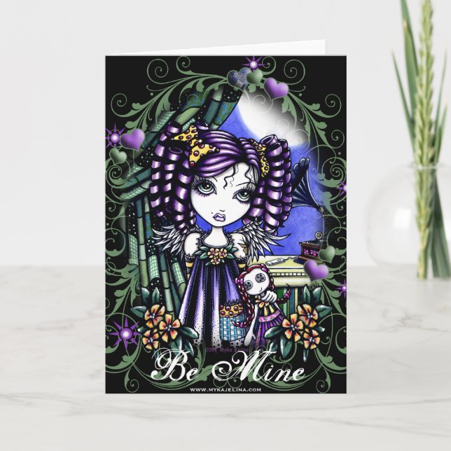 Kort för ängel för Jenny gulligt valentintrasdocka (Framsida)