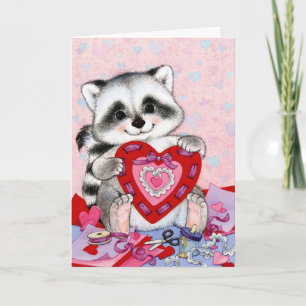 Kort för anpassade av Cute racoon Valentines day