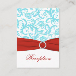 Kort för Aqua, White och Red Damask-hölje