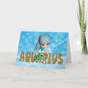 Kort för AquariusZodiacfödelsedag med