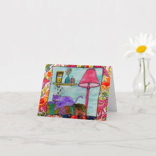 Kort för att måla grönt och katt