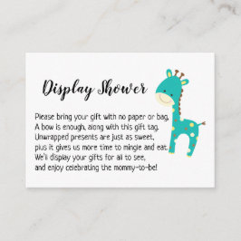 Kort för babyskor med enkel Visning, Teal Giraffe