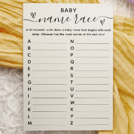 Kort för babyvisningsspel Baby Namn Tävling