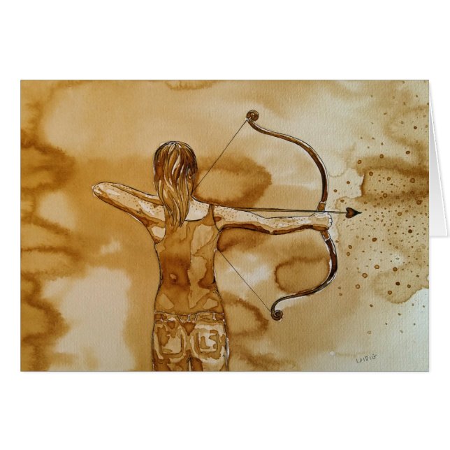 kort för bågskytteflickahälsning (Framsidan Horizontal)
