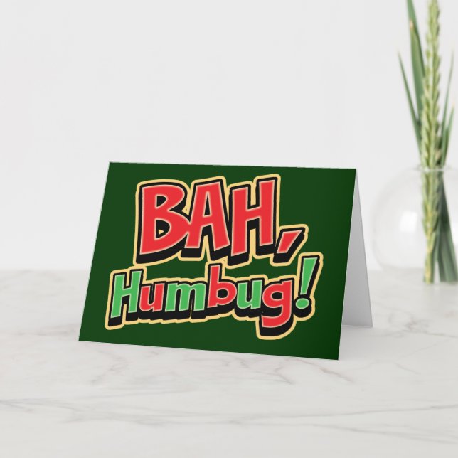 Kort för Bah Humbughälsning - mörk bakgrund (Framsida)