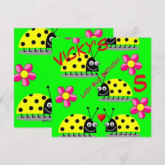 kort för barnfödelsedagsinbjudan (Fram/baksida)