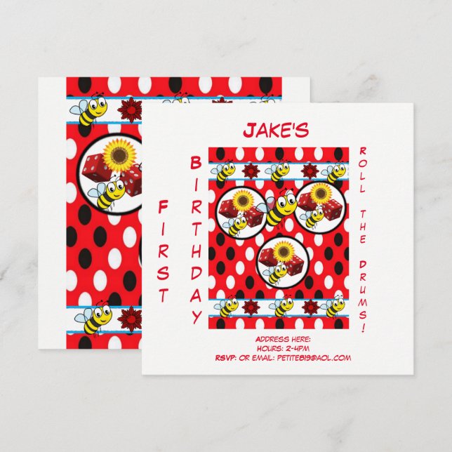 kort för barnfödelsedagsinbjudan (Fram/baksida)