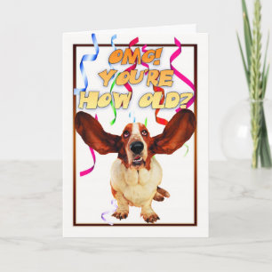 kort för bassethundfödelsedag - du är, hur gammal?