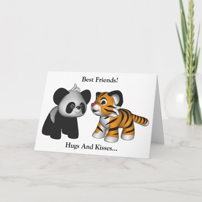 Kort för bästa vän för Kawaii tigerPanda (Framsida)