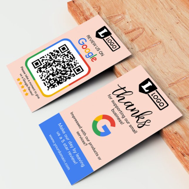 Kort för begäran om granskning av Google med Logot (Google business review request card with logo and qr code, get 5 star reviews for your business)