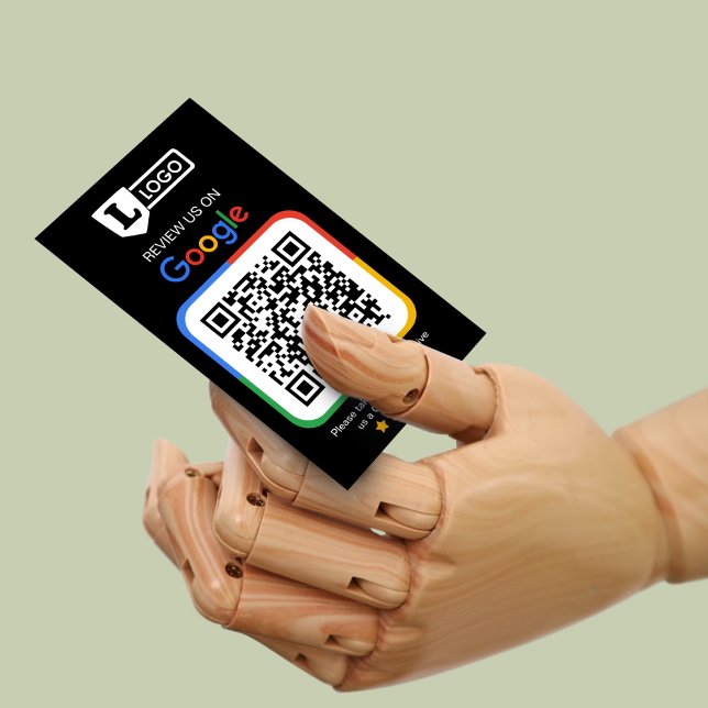 Kort för begäran om granskning av Google med Logot (Google business review request card with logo and qr code, get 5 star  reviews for your business)