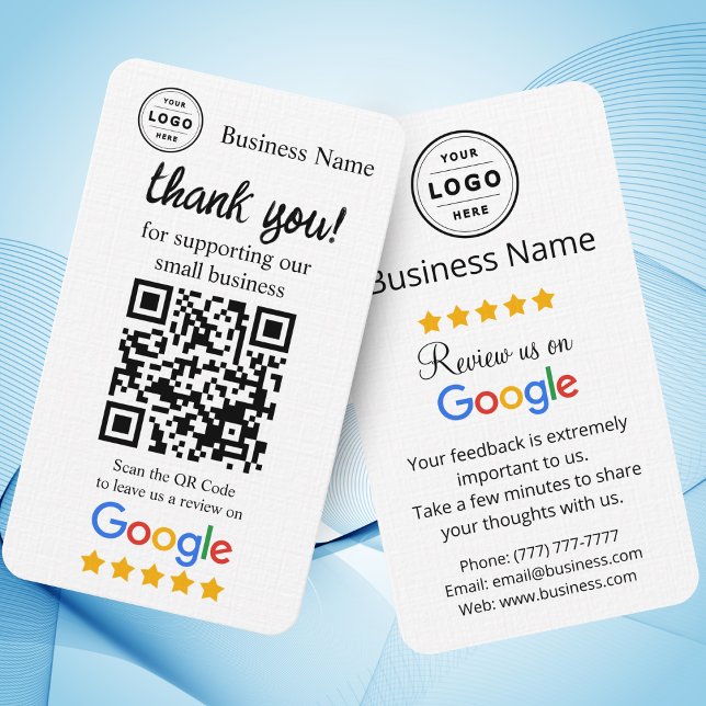 Kort för begäran om granskning av Google med QR-ko (Google Review Request Card, personalize it with your logo and QR Code, )