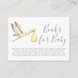 Kort för begäran om gult Stork Baby Shower Bok