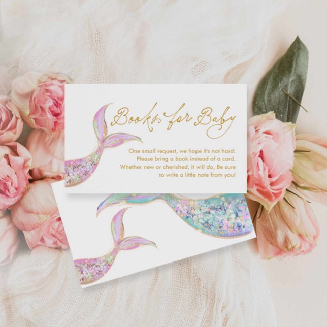 Kort för begärandehölje för Sjöjungfru Bok (Mermaid Beach Baby shower Books for Baby Card)