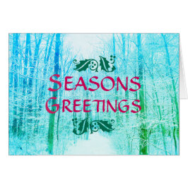 KORT FÖR BLÅTT FÖR SÄSONHÄLSNINGARVINTERSKOGEN