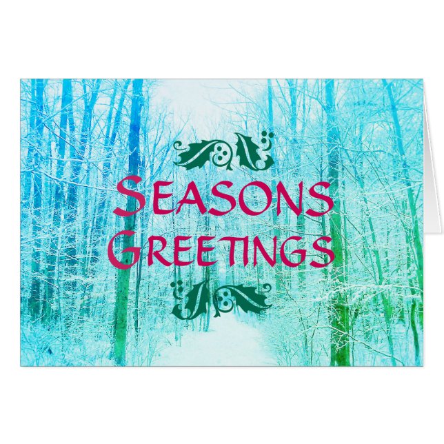 KORT FÖR BLÅTT FÖR SÄSONHÄLSNINGARVINTERSKOGEN (Framsidan Horizontal)