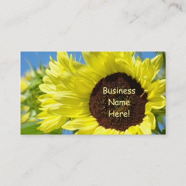 Kort för blått för solrosvisitkortgult (Framsida)