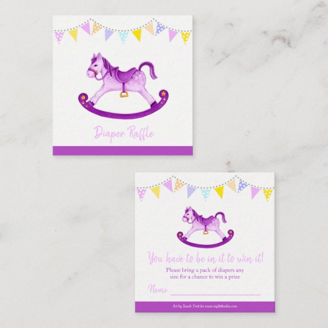 Kort för blöjtomte med gunghästmotiv för baby show (Fram/baksida)