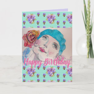 Kort för Blommigt Röd ros Grattis på födelsedagen