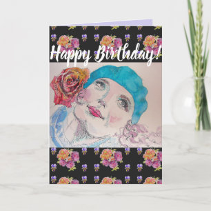 Kort för Blommigt Röd ros Grattis på födelsedagen
