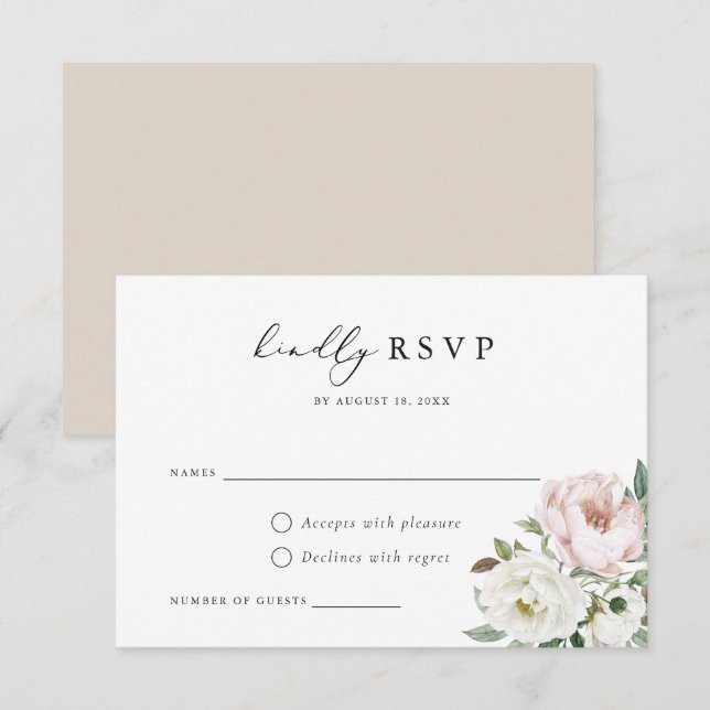  kort för blommigt White Peony Bröllop OSA Card (Fram/baksida)