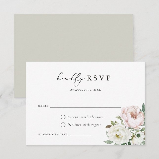 kort för blommigt White Peony Bröllop OSA Card (Fram/baksida)